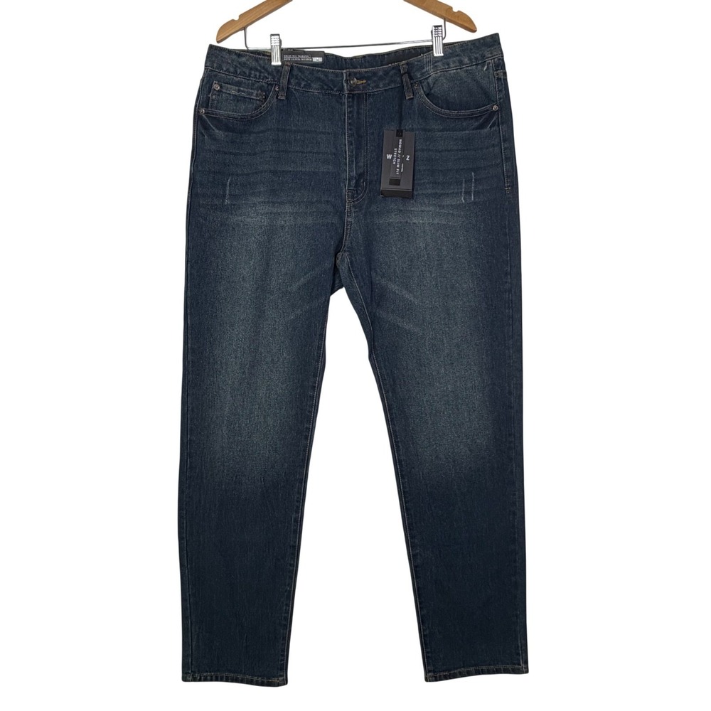 WXYZ MFG Co Mens 38x32 Blue Slim Fit Stretch Jeans Dark‎ Wash Casual Modern